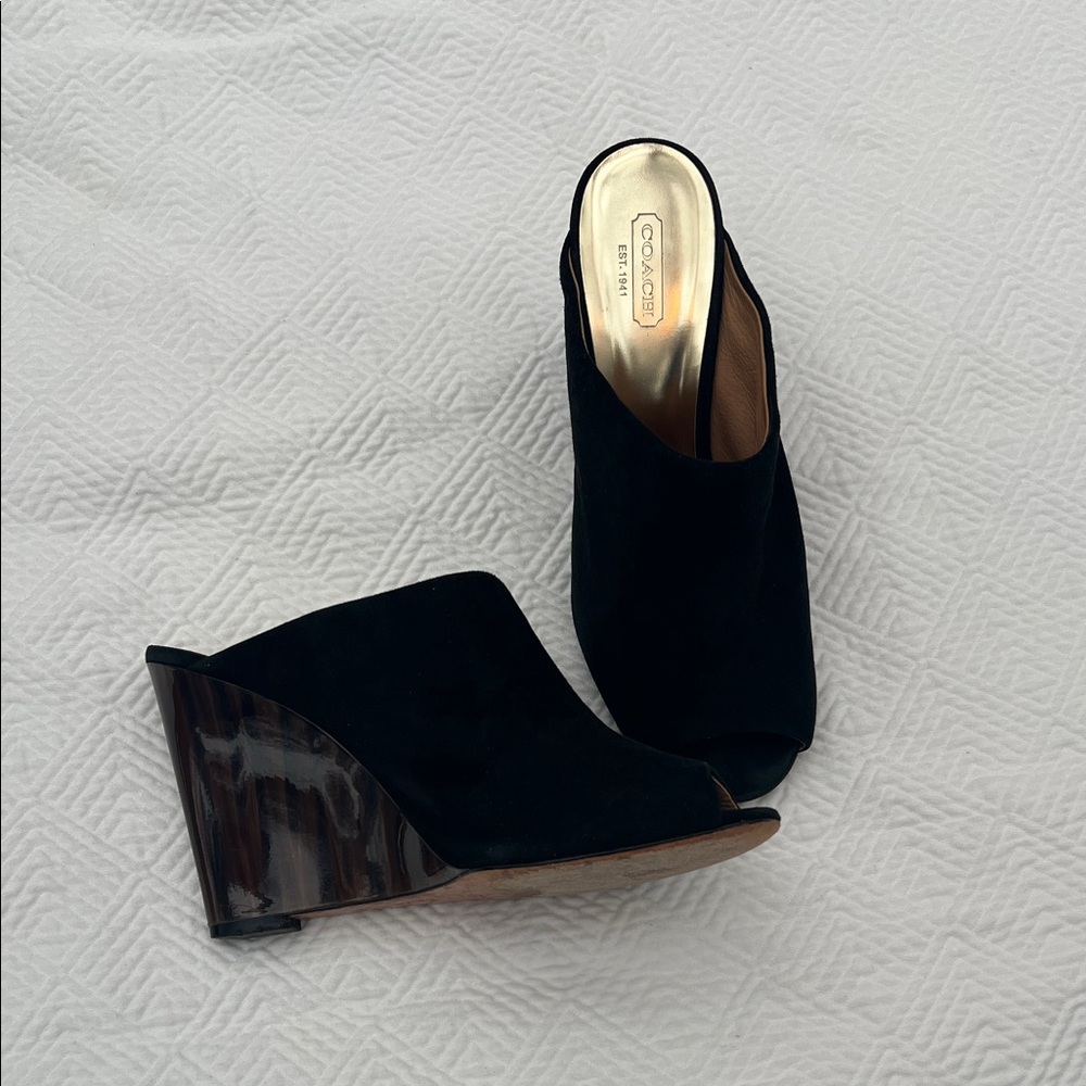 Coach Elegant Black Open-Toe Mules - Picture 2 of 4